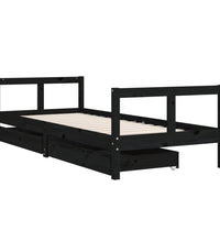 Kinderbett mit Schubladen Schwarz 80x200 cm Massivholz Kiefer