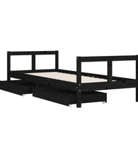Kinderbett mit Schubladen Schwarz 80x200 cm Massivholz Kiefer