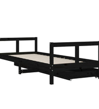 Kinderbett mit Schubladen Schwarz 80x200 cm Massivholz Kiefer
