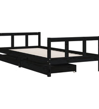 Kinderbett mit Schubladen Schwarz 90x200 cm Massivholz Kiefer