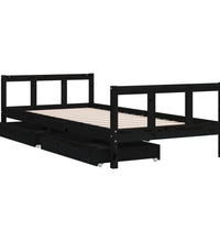 Kinderbett mit Schubladen Schwarz 90x200 cm Massivholz Kiefer