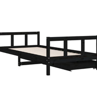 Kinderbett mit Schubladen Schwarz 90x200 cm Massivholz Kiefer