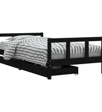 Kinderbett mit Schubladen Schwarz 90x190 cm Massivholz Kiefer