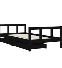 Kinderbett mit Schubladen Schwarz 90x190 cm Massivholz Kiefer