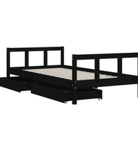 Kinderbett mit Schubladen Schwarz 90x190 cm Massivholz Kiefer