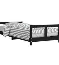 Kinderbett Schwarz 80x200 cm Massivholz Kiefer
