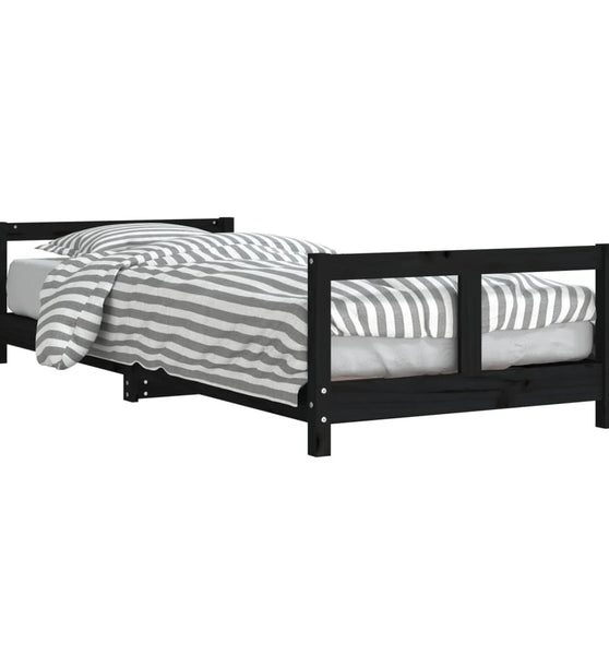 Kinderbett Schwarz 80x200 cm Massivholz Kiefer