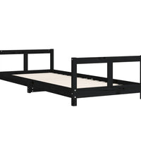 Kinderbett Schwarz 80x200 cm Massivholz Kiefer