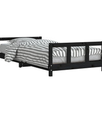 Kinderbett Schwarz 90x200 cm Massivholz Kiefer