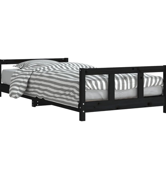 Kinderbett Schwarz 90x200 cm Massivholz Kiefer