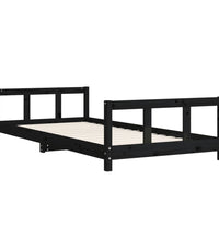 Kinderbett Schwarz 90x200 cm Massivholz Kiefer