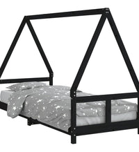 Kinderbett Schwarz 80x200 cm Massivholz Kiefer