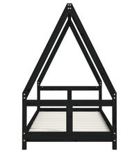 Kinderbett Schwarz 80x200 cm Massivholz Kiefer