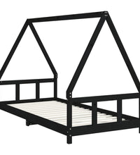 Kinderbett Schwarz 90x200 cm Massivholz Kiefer