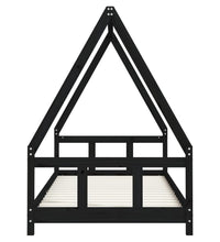 Kinderbett Schwarz 90x200 cm Massivholz Kiefer