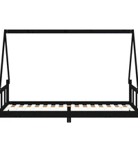 Kinderbett Schwarz 90x200 cm Massivholz Kiefer