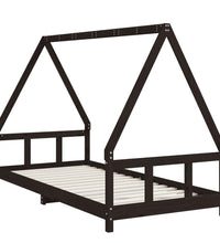 Kinderbett Schwarz 90x200 cm Massivholz Kiefer