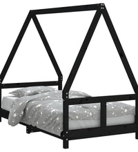 Kinderbett Schwarz 80x160 cm Massivholz Kiefer