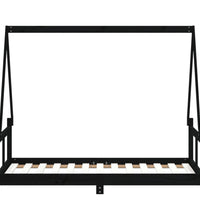 Kinderbett Schwarz 80x160 cm Massivholz Kiefer
