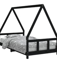Kinderbett Schwarz 90x190 cm Massivholz Kiefer