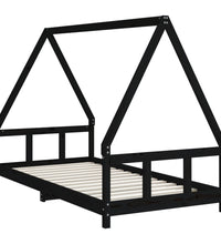 Kinderbett Schwarz 90x190 cm Massivholz Kiefer