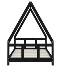 Kinderbett Schwarz 90x190 cm Massivholz Kiefer