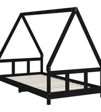 Kinderbett Schwarz 90x190 cm Massivholz Kiefer
