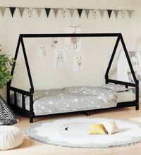 Kinderbett Schwarz 90x190 cm Massivholz Kiefer