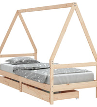 Kinderbett mit Schubladen 80x200 cm Massivholz Kiefer