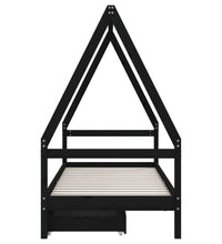 Kinderbett mit Schubladen Schwarz 90x200 cm Massivholz Kiefer