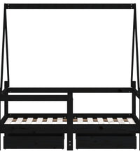 Kinderbett mit Schubladen Schwarz 70x140 cm Massivholz Kiefer