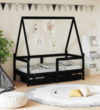 Kinderbett mit Schubladen Schwarz 70x140 cm Massivholz Kiefer