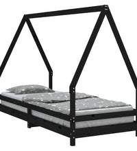 Kinderbett Schwarz 80x200 cm Massivholz Kiefer