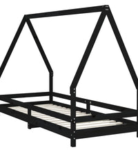 Kinderbett Schwarz 80x200 cm Massivholz Kiefer