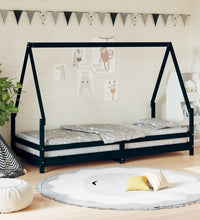 Kinderbett Schwarz 80x200 cm Massivholz Kiefer