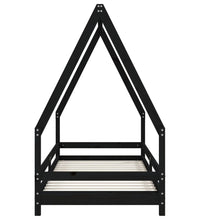 Kinderbett Schwarz 90x200 cm Massivholz Kiefer