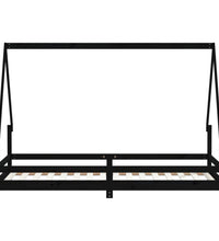 Kinderbett Schwarz 90x200 cm Massivholz Kiefer