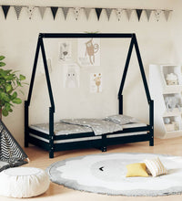 Kinderbett Schwarz 70x140 cm Massivholz Kiefer