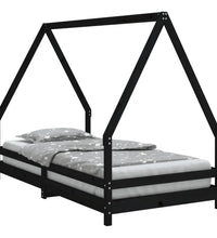 Kinderbett Schwarz 90x190 cm Massivholz Kiefer