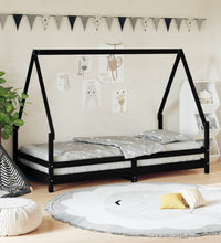 Kinderbett Schwarz 90x190 cm Massivholz Kiefer