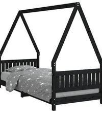 Kinderbett Schwarz 80x200 cm Massivholz Kiefer