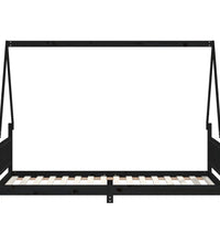 Kinderbett Schwarz 80x200 cm Massivholz Kiefer