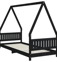 Kinderbett Schwarz 80x200 cm Massivholz Kiefer