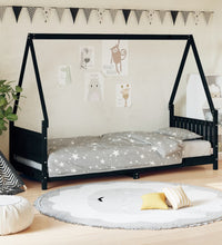 Kinderbett Schwarz 80x200 cm Massivholz Kiefer