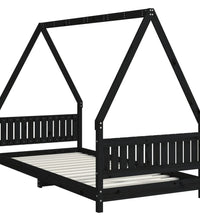 Kinderbett Schwarz 90x200 cm Massivholz Kiefer