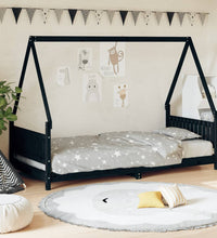 Kinderbett Schwarz 90x200 cm Massivholz Kiefer