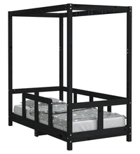 Kinderbett Schwarz 70x140 cm Massivholz Kiefer