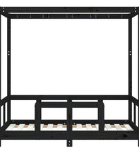 Kinderbett Schwarz 70x140 cm Massivholz Kiefer