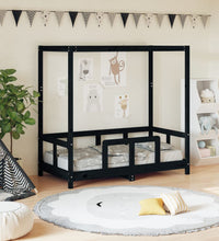 Kinderbett Schwarz 70x140 cm Massivholz Kiefer