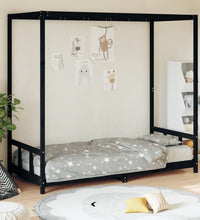 Kinderbett Schwarz 90x190 cm Massivholz Kiefer